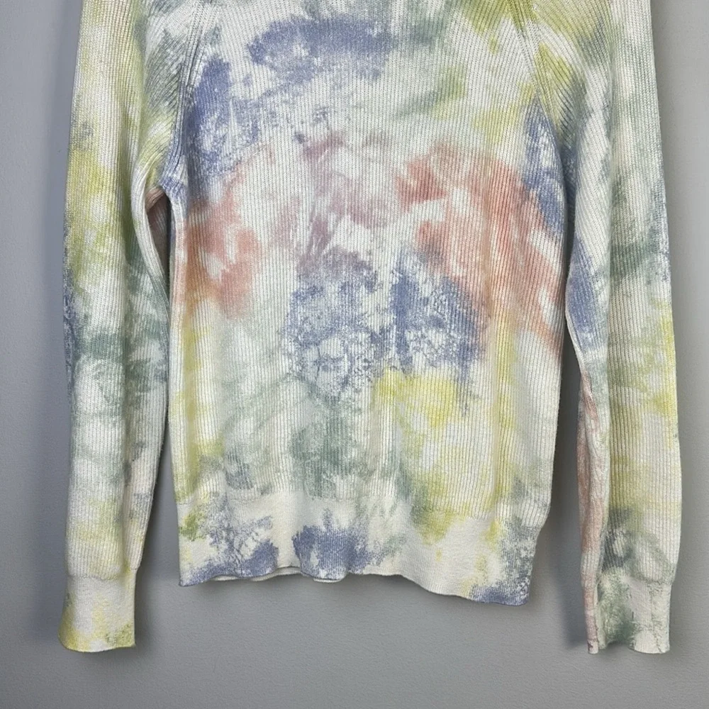 Rails Venus Cashmere Cotton Ribbed Sweater in Rainbow Tie Dye Long Sleeve Top XS - Picture 6 of 16